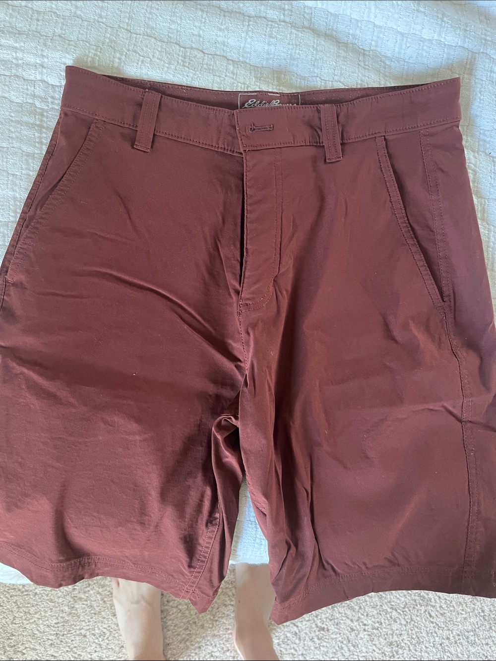 Eddie Bauer Men's Deep Maroon Flat Front Shorts